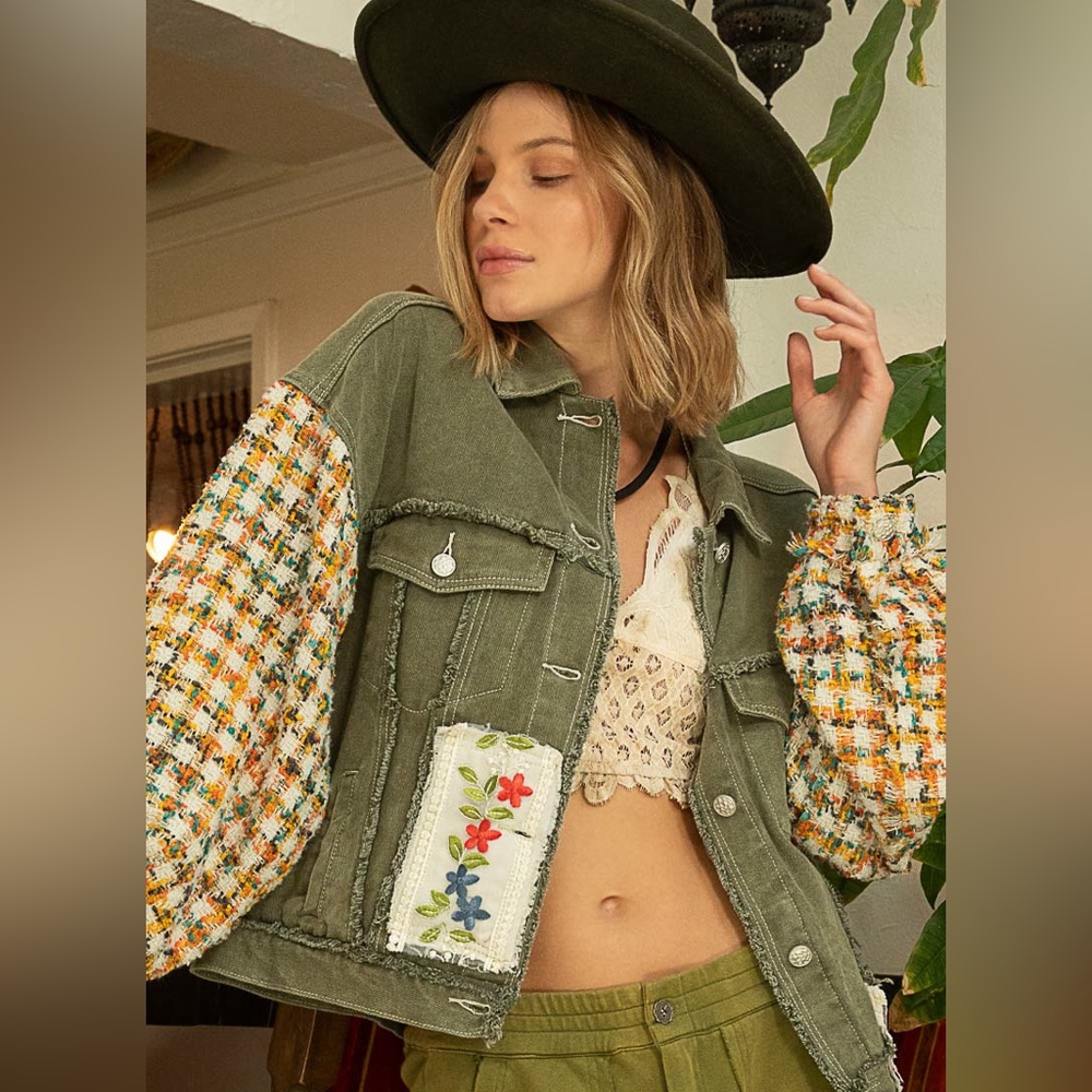POL Embroidered Olive Green Jacket